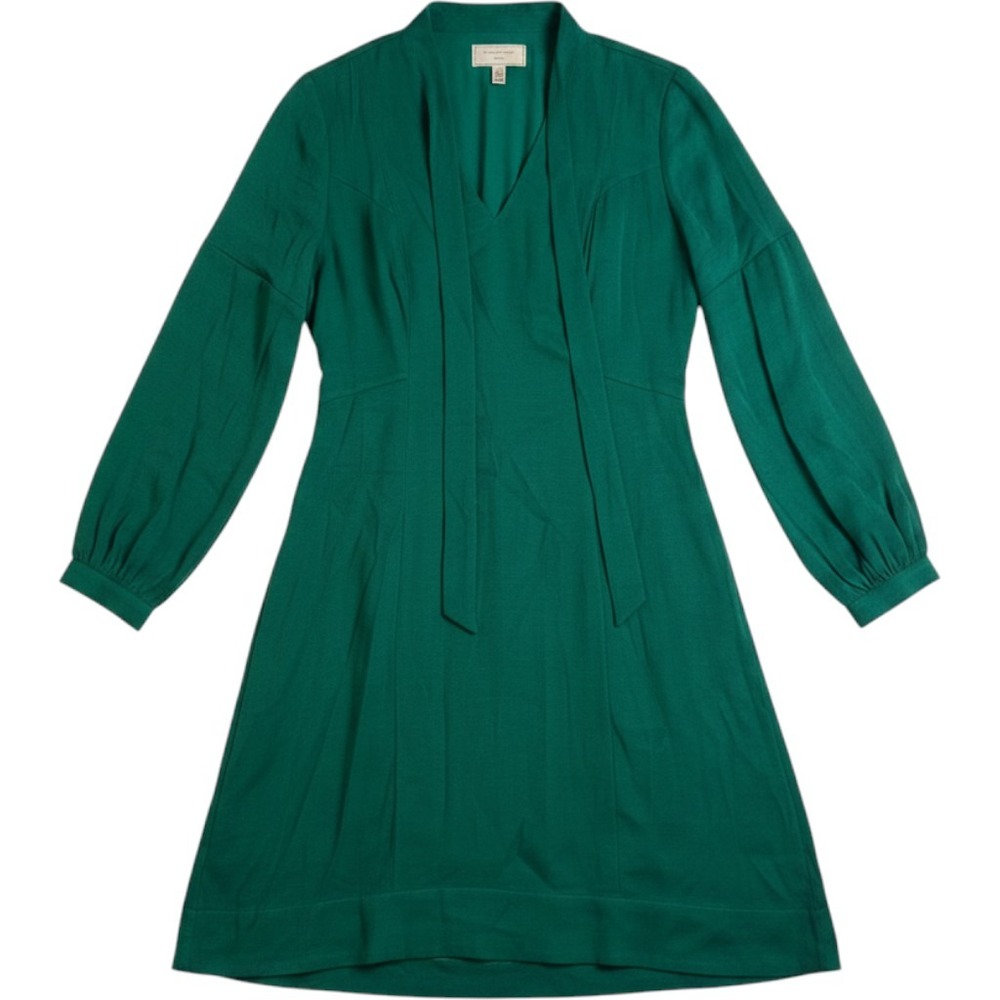 Moulinette Soeurs Women Anthropologie Dress Green Tie Neck Flowy sz 4